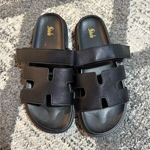 Black Slide Sandals